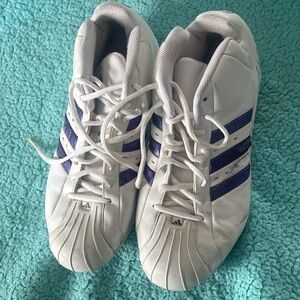adidas White Sneakers with Purple Three-Stripes
